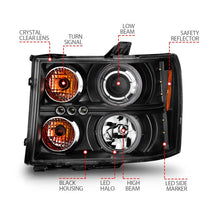 Load image into Gallery viewer, ANZO 2007-2013 Gmc Sierra 1500 Projector Headlights w/ Halo Black Headlights ANZO
