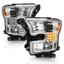 Load image into Gallery viewer, ANZO 15-17 Ford F-150 Proj Headlights w/ Plank Style Design Chrome w/ Amber Sequential Turn Signal Headlights ANZO
