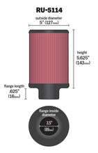 Load image into Gallery viewer, K&amp;N Filter Universal Rubber Filter 3.5in Flange ID x 5in OD x 5.625in H Air Filters - Universal Fit K&amp;N Engineering   
