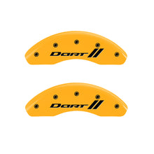 Load image into Gallery viewer, MGP 4 Caliper Covers Engraved Front &amp; Rear With stripes/Dart Yellow finish black ch Caliper Covers MGP
