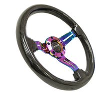 Load image into Gallery viewer, NRG Carbon Fiber Steering Wheel (350mm / 1.5in. Deep) Neochrome 3-Spoke Design w/Slit Cuts Steering Wheels NRG

