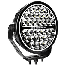 Load image into Gallery viewer, Go Rhino Xplor Blackout Series Round Single LED Spot Light Kit w/DRL (Surface Mount) 9in. - Blk Light Bars &amp; Cubes Go Rhino   
