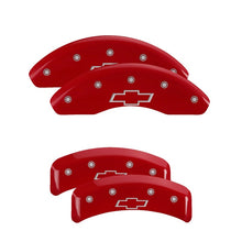 Load image into Gallery viewer, MGP 4 Caliper Covers Engraved Front &amp; Rear Bowtie Red finish silver ch Caliper Covers MGP
