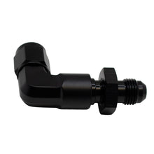 Load image into Gallery viewer, DeatschWerks 6AN Female Flare Swivel to 6AN Male Flare 90-Degree Bulkhead - Anodized Matte Black Fittings DeatschWerks
