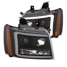 Load image into Gallery viewer, ANZO 07-14 Chevy Tahoe Projector Headlights w/ Plank Style Design Black w/ Amber Headlights ANZO
