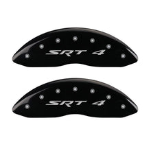 Load image into Gallery viewer, MGP 4 Caliper Covers Engraved Front &amp; Rear SRT4 Black finish silver ch Caliper Covers MGP

