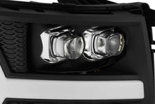 Load image into Gallery viewer, AlphaRex 07-13 Chevy 1500HD NOVA LED Proj Headlights Plank Style Matte Blk w/Activ Light/Seq Signal Headlights AlphaRex

