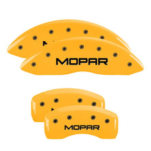 Load image into Gallery viewer, MGP 4 Caliper Covers Engraved Front &amp; Rear MOPAR Yellow finish black ch Caliper Covers MGP
