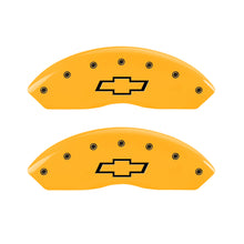 Load image into Gallery viewer, MGP 2 Caliper Covers Engraved Front Bowtie Yellow Finish Black Char 1999 Chevrolet Tahoe Caliper Covers MGP
