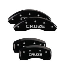 Load image into Gallery viewer, MGP 4 Caliper Covers Engraved Front &amp; Rear Cruze Black finish silver ch Caliper Covers MGP
