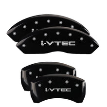 Load image into Gallery viewer, MGP 4 Caliper Covers Engraved Front &amp; Rear I-Vtec Black Finish Silver Char 2019 Acura RDX Caliper Covers MGP
