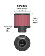 K&N 1 inch ID 3 inch OD 2.375 inch H Rubber Base Crankcase Vent Filter | 62-1410