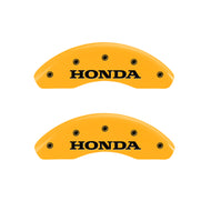 MGP 4 Caliper Covers Engraved Front & Rear Honda Yellow Finish Black Char 2005 Honda Accord Caliper Covers MGP   