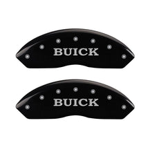 Load image into Gallery viewer, MGP 4 Caliper Covers Engraved Front Buick Engraved Rear Buick Shield Black finish silver ch Caliper Covers MGP
