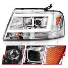 Load image into Gallery viewer, ANZO 2004-2008 Ford F-150 Projector Headlights w/ Light Bar Chrome Housing Headlights ANZO
