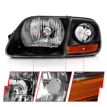 Load image into Gallery viewer, ANZO 1997-2003 Ford F150 Crystal Headlight Black w/ Parking Light Headlights ANZO
