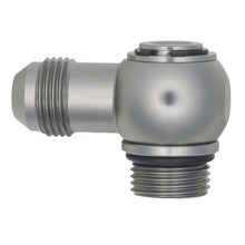 Load image into Gallery viewer, DeatschWerks 8AN ORB Male to 8AN Male Flare Low Profile 90-Degree Swivel - Anodized DW Titanium Fittings DeatschWerks
