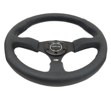 Load image into Gallery viewer, NRG Reinforced Steering Wheel (350mm / 2.5in. Deep) Blk Leather Comfort Grip w/5mm Matte Blk Spokes Steering Wheels NRG
