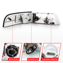 Load image into Gallery viewer, ANZO 1998-2005 Ford Crown Victoria Crystal Headlight Chrome With Bumper Light (OE) Headlights ANZO
