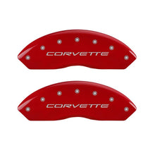 Load image into Gallery viewer, MGP 4 Caliper Covers Engraved Front &amp; Rear C5/Corvette Red finish silver ch Caliper Covers MGP
