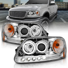 Load image into Gallery viewer, ANZO 1997.5-2003 Ford F-150 Projector Headlights w/ Halo and LED Chrome 1pc Headlights ANZO
