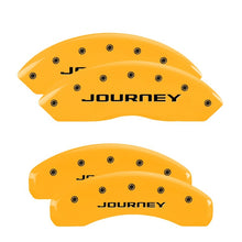 Load image into Gallery viewer, MGP 4 Caliper Covers Engraved Front &amp; Rear With out stripes/Journey Yellow finish black ch Caliper Covers MGP
