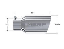 Load image into Gallery viewer, MBRP Universal Tip 6 O.D. Angled Rolled End 4 inlet 12 length Steel Tubing MBRP
