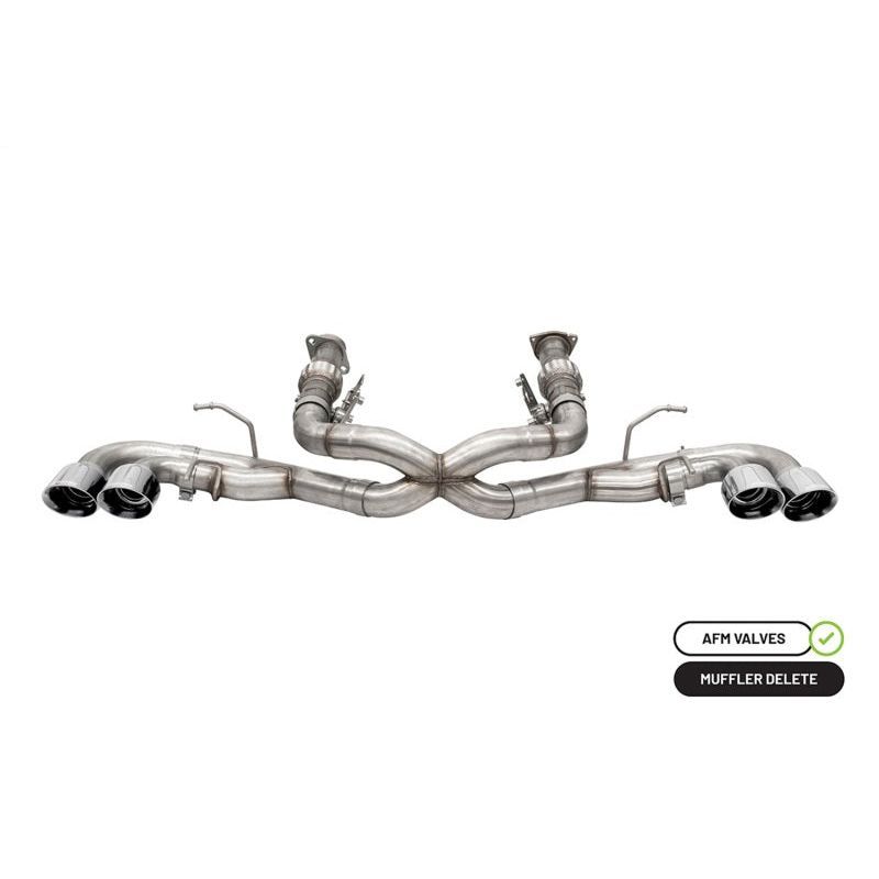 Corsa 20-24 Corvette C8 3in Xtreme Cat-Back Exhaust 4.5in Pol Quad Tips - Integrates stock AFM Valve Catback CORSA Performance