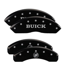 Load image into Gallery viewer, MGP 4 Caliper Covers Engraved Front Buick Engraved Rear Buick Shield Black finish silver ch Caliper Covers MGP
