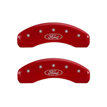 Load image into Gallery viewer, MGP 4 Caliper Covers Engraved Front &amp; Rear Oval logo/Ford Red finish silver ch Caliper Covers MGP
