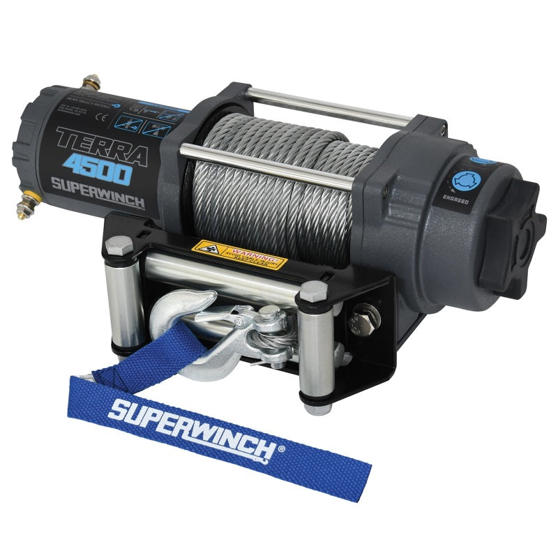 Superwinch 4500 LBS 12V DC 15/64in x 50ft Steel Rope Terra 4500 Winch - Gray Wrinkle Winches Superwinch