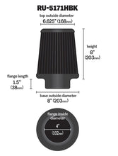 Load image into Gallery viewer, K&amp;N Universal Rubber Filter-Round Tapered 4in Flange ID x 8in Base OD x 6.625in Top OD x 8in H Air Filters - Universal Fit K&amp;N Engineering   
