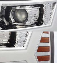 Load image into Gallery viewer, AlphaRex 07-13 Chevy 1500 LUXX LED Proj Headlights Plank Design Chrome w/ Activ Light/Seq Signal/DRL Headlights AlphaRex
