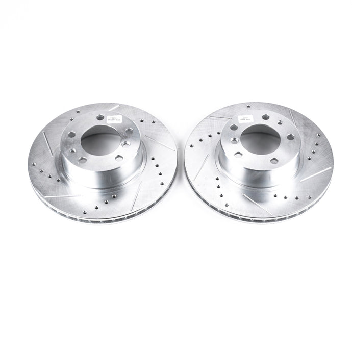 Power Stop 89-95 BMW 525i Front Evolution Drilled & Slotted Rotors - Pair Brake Rotors - Slot & Drilled PowerStop