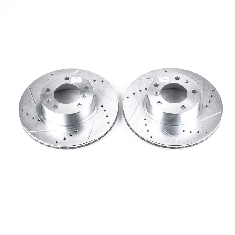 Power Stop 89-95 BMW 525i Front Evolution Drilled & Slotted Rotors - Pair Brake Rotors - Slot & Drilled PowerStop