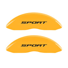 Load image into Gallery viewer, MGP 4 Caliper Covers Engraved Front &amp; Rear No Bolts/Sport 2015 Yellow finish black ch Caliper Covers MGP
