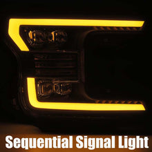 Load image into Gallery viewer, AlphaRex 18-19 Ford F-150 NOVA LED Proj Headlights Plank Style Matte Black w/Activ Light/Seq Signal Headlights AlphaRex
