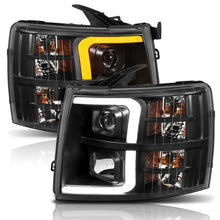 Load image into Gallery viewer, ANZO 07-13 Chevrolet Silverado 1500 Plank Style Projector Headlights Black w/ Amber Headlights ANZO
