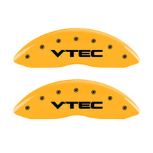 Load image into Gallery viewer, MGP 4 Caliper Covers Engraved Front &amp; Rear Vtech Yellow Finish Black Char 2009 Honda Ridgeline Caliper Covers MGP   
