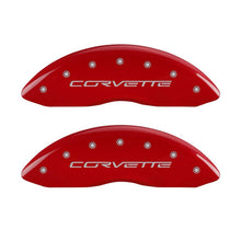 Load image into Gallery viewer, MGP 4 Caliper Covers Engraved Front &amp; Rear C6/Corvette Red finish silver ch Caliper Covers MGP
