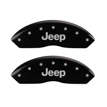 Load image into Gallery viewer, MGP Front set 2 Caliper Covers Engraved Front JEEP Black finish silver ch Caliper Covers MGP
