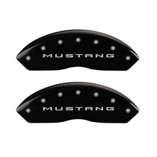 Load image into Gallery viewer, MGP 4 Caliper Covers Engraved Front 2015/Mustang Engraved Rear 2015/37 Black finish silver ch Caliper Covers MGP
