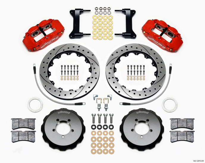 Wilwood Narrow Superlite 6R Front Hat Kit 12.88in Drill Red 2012-Up Toyota / Scion FRS w/ Lines Big Brake Kits Wilwood