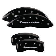 Load image into Gallery viewer, MGP 4 Caliper Covers Engraved Front &amp; Rear Impala Black finish silver ch Caliper Covers MGP
