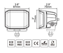 Load image into Gallery viewer, Go Rhino Xplor Blackout Combo Series Cube Sideline LED Flood Lights w/Amber 4x3 - Blk (Pair) Light Bars &amp; Cubes Go Rhino   
