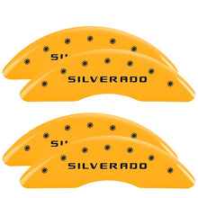 Load image into Gallery viewer, MGP 4 Caliper Covers Engraved Front &amp; Rear Silverado Yellow finish black ch Caliper Covers MGP
