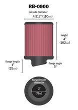 Load image into Gallery viewer, K&amp;N Universal Rubber Filter 3 inch 5 Degree FLG 4 1/2 inch OD 4 inch Height Air Filters - Universal Fit K&amp;N Engineering   
