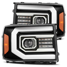 Load image into Gallery viewer, AlphaRex 07-13 GMC 1500HD PRO-Series Proj Headlights Plank Style Matte Blk w/Activ Light/Seq Signal Headlights AlphaRex
