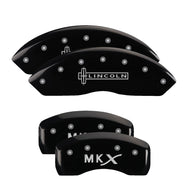 MGP 4 Caliper Covers Engraved Front Lincoln Engraved Rear MKX Black finish silver ch Caliper Covers MGP
