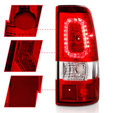 Load image into Gallery viewer, ANZO 2003-2006 Chevy Silverado 1500 LED Taillights Plank Style Chrome With Red/Clear Lens Tail Lights ANZO
